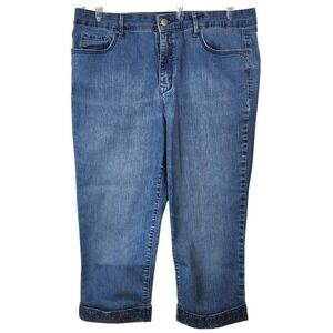 Gloria Vanderbilt Jordyn Cuff Capri Jeans Blue Embellished Slimming Womens 14